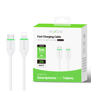 Lightning to Type-C Cable Fast Charging 20W 1M White Rixus